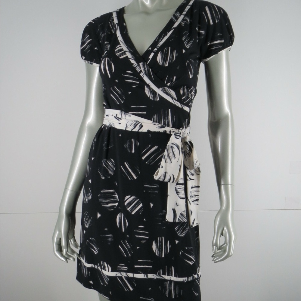Polka Dot Black and White Wrap Dress